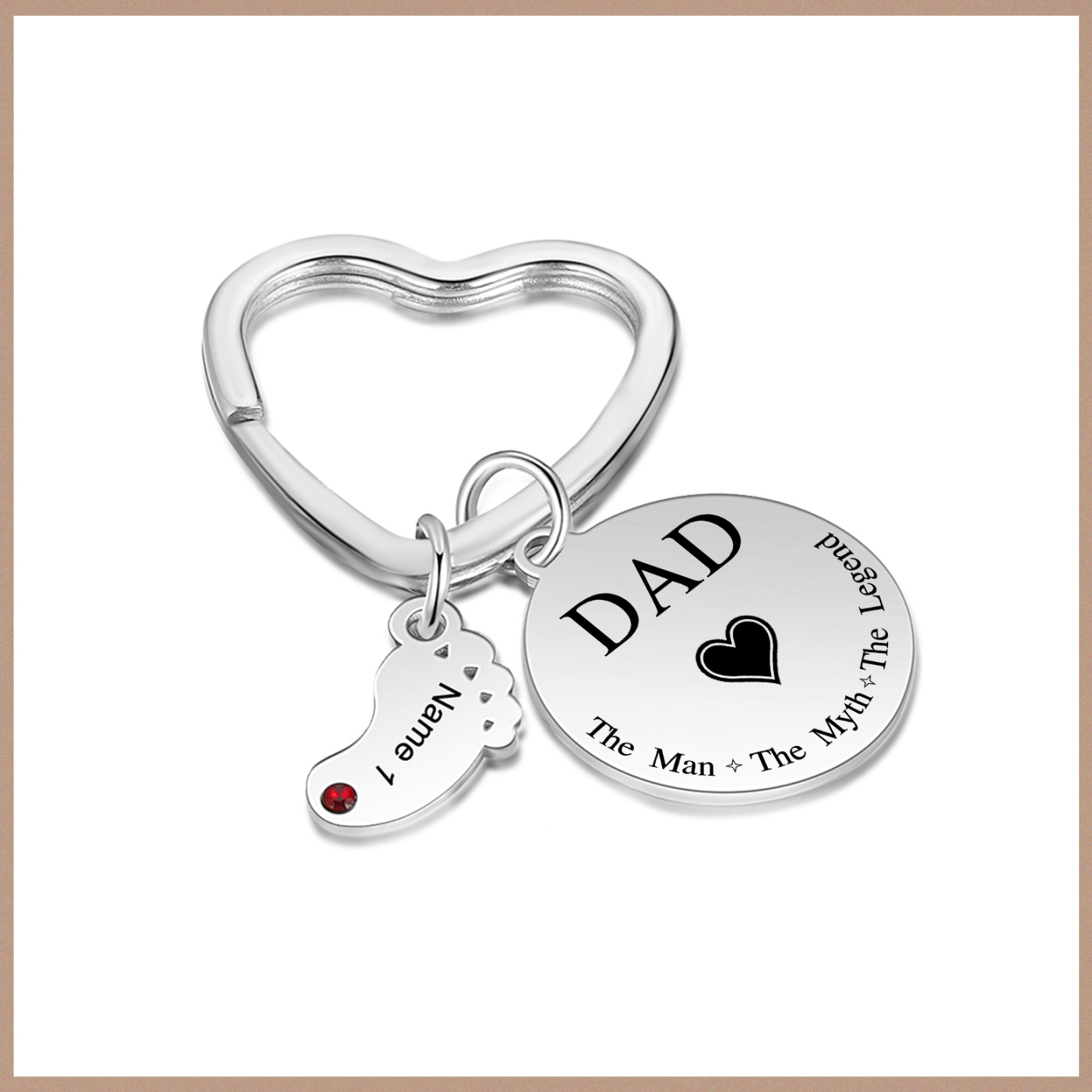 2 Names & 1 Text Personalised Keychain with Kids' Names & Birthstones | Lorajewel