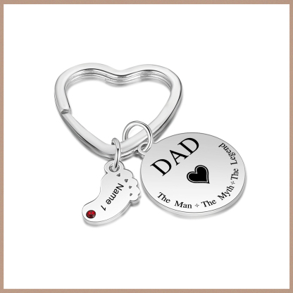 2 Names & 1 Text Personalised Keychain with Kids' Names & Birthstones | Lorajewel