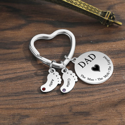 3 Names & 1 Text Personalised Keychain with Kids' Names & Birthstones | Lorajewel