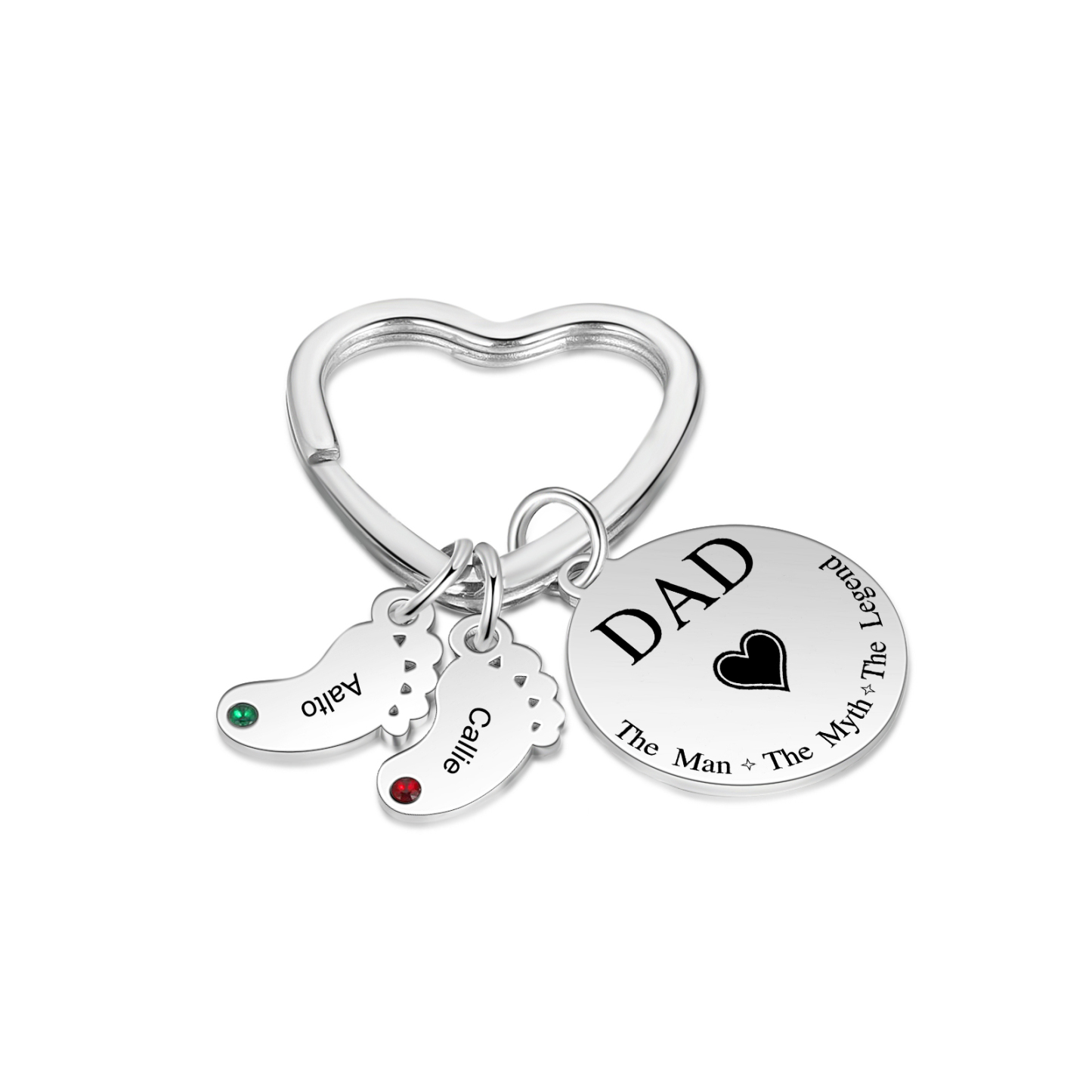3 Names & 1 Text Personalised Keychain with Kids' Names & Birthstones | Lorajewel