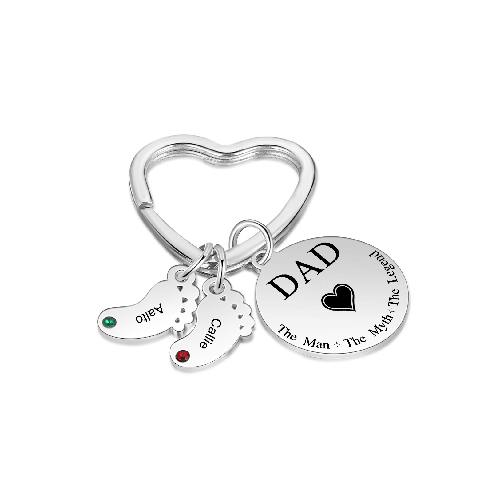 3 Names & 1 Text Personalised Keychain with Kids' Names & Birthstones | Lorajewel