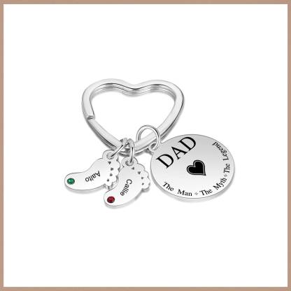 3 Names & 1 Text Personalised Keychain with Kids' Names & Birthstones | Lorajewel