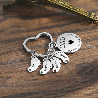 5 Names & 1 Text Personalised Keychain with Kids' Names & Birthstones | Lorajewel