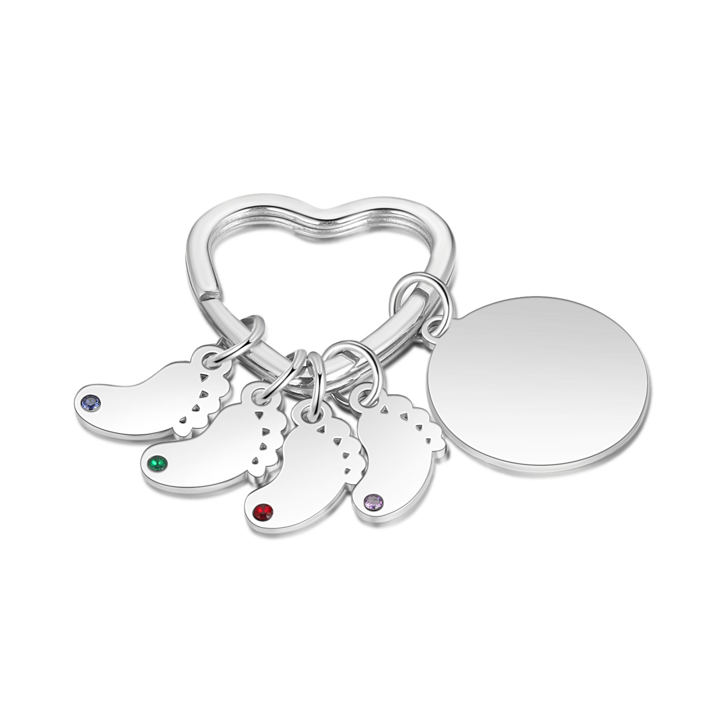 5 Names & 1 Text Personalised Keychain with Kids' Names & Birthstones | Lorajewel