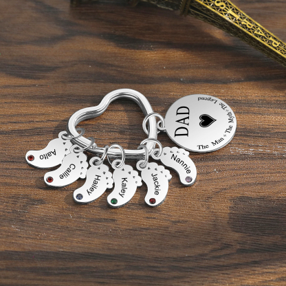 7 Names & 1 Text Personalised Keychain with Kids' Names & Birthstones | Lorajewel