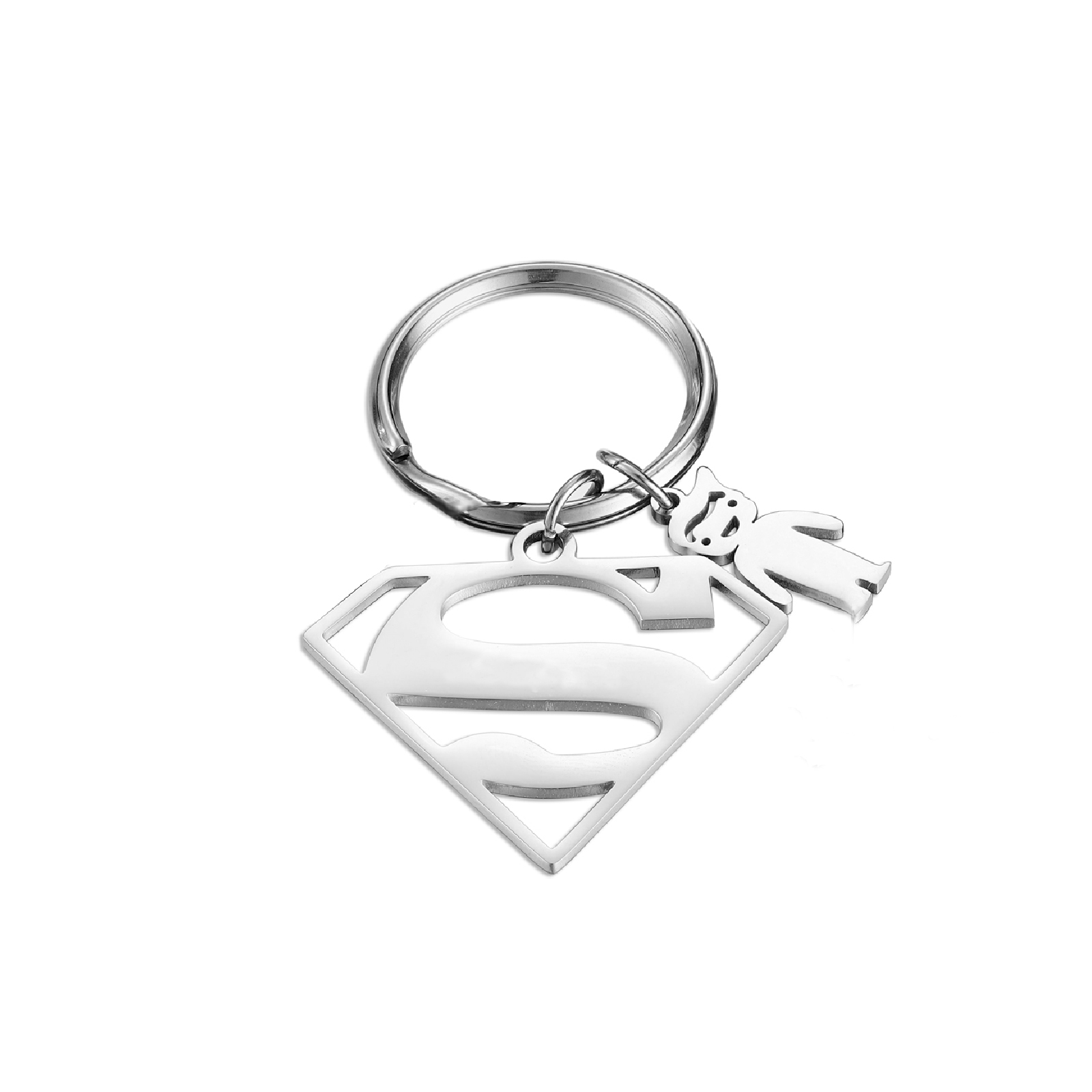 Kid Charm Superhero Personalized Keyring with 1 Name for Father's Day | Lorajewel