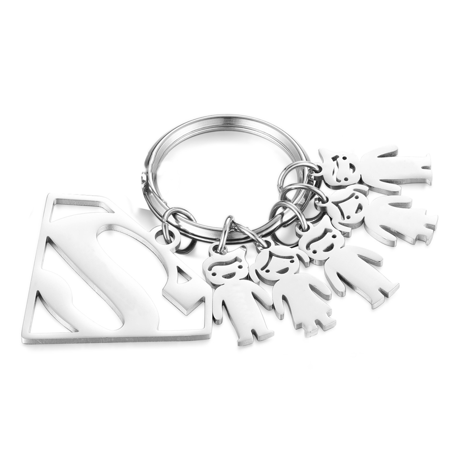 Kid Charm Superhero Personalized Keyring with 5 Names for Father's Day | Lorajewel