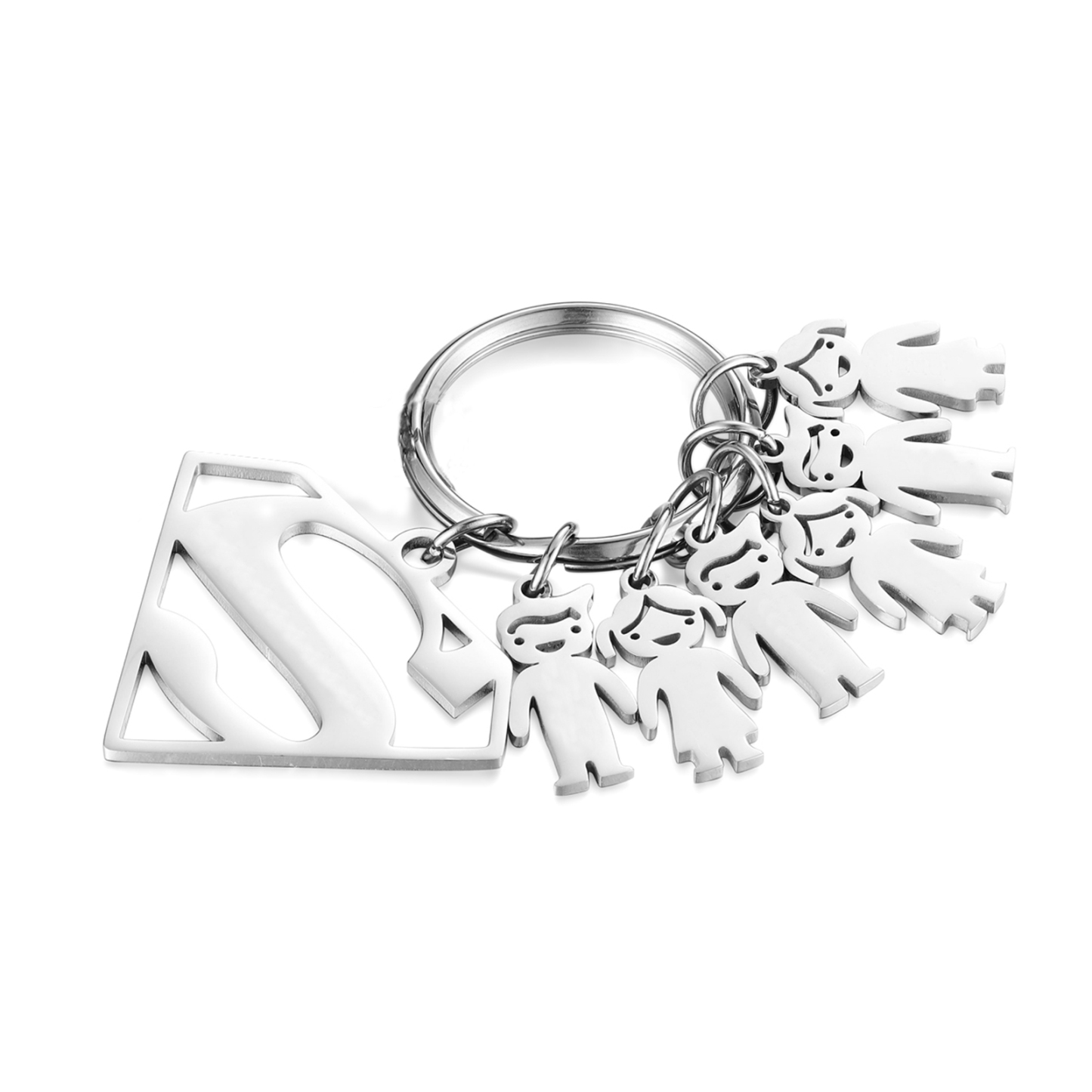 Kid Charm Superhero Personalized Keyring with 6 Names for Father's Day | Lorajewel
