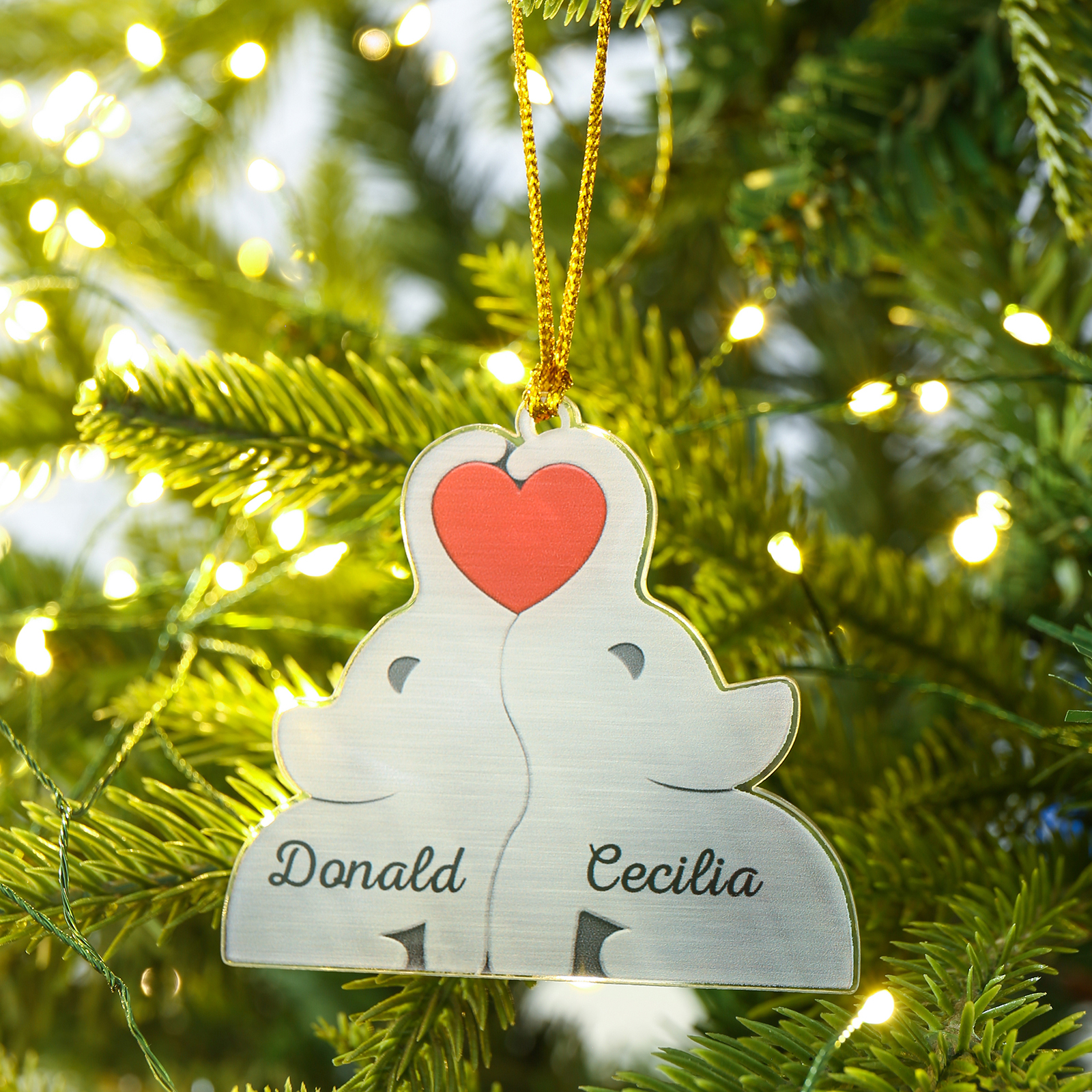 Personalised Acrylic Elephant Keychain Custom 2 Names Hanging Ornaments Keyring Gifts for Couple | Jessemade
