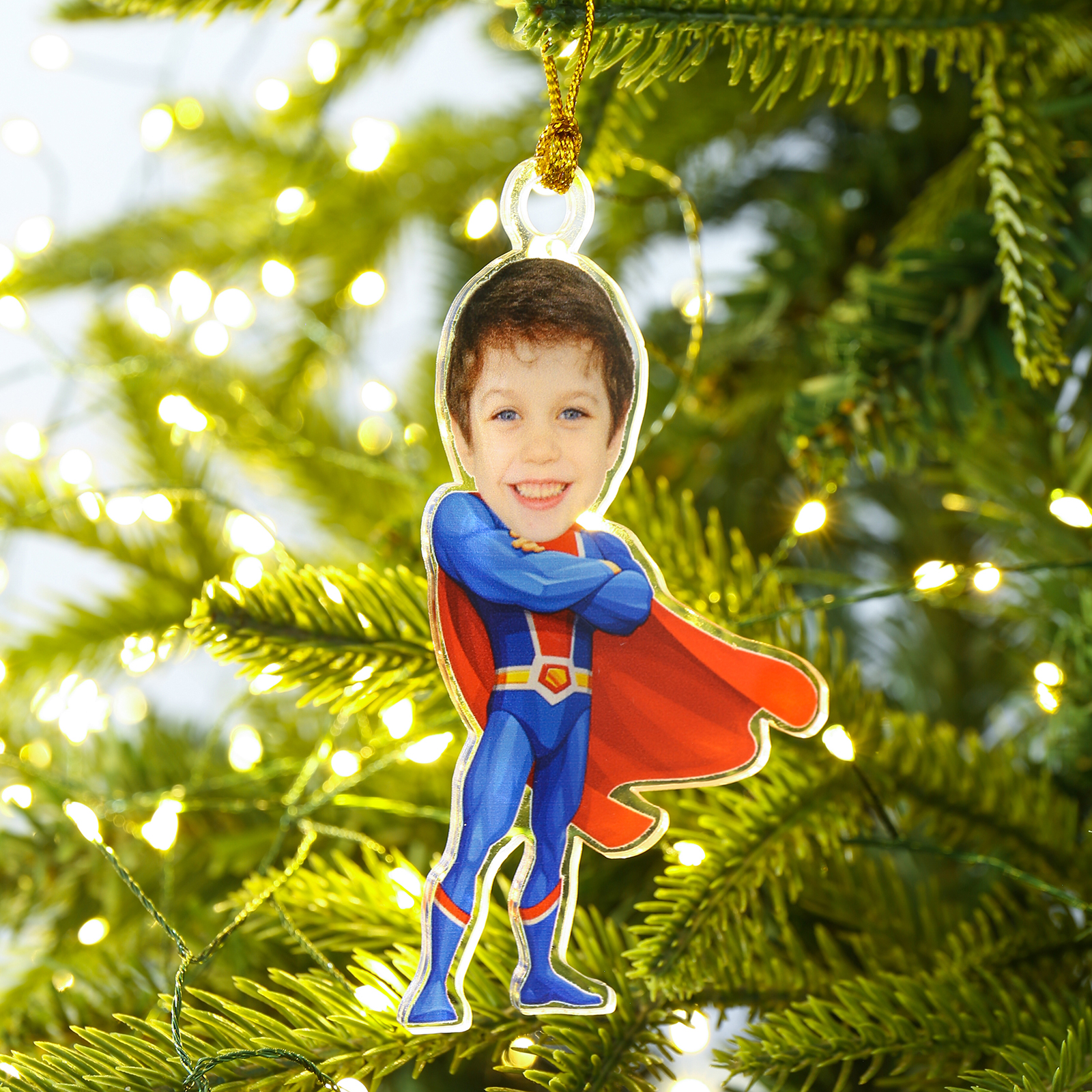 Acrylic Superman Keyring Custom Photo Hanging Ornaments Personalised Keychain for Him | Jessemade