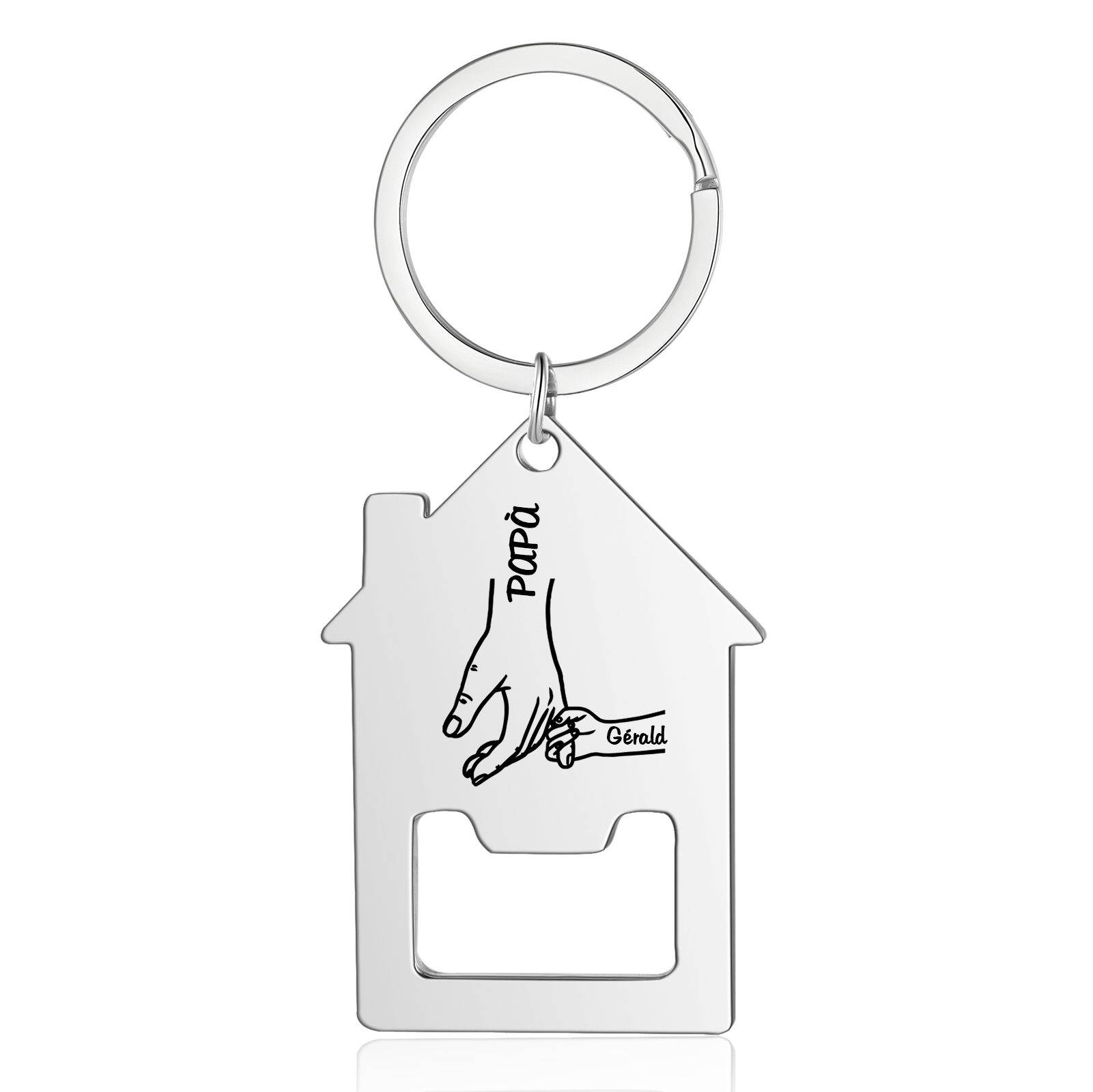 Personalized Holding Hands Keychain Custom 2–5 Names Bottle Opener House-Shaped Keyring Gifts for Family