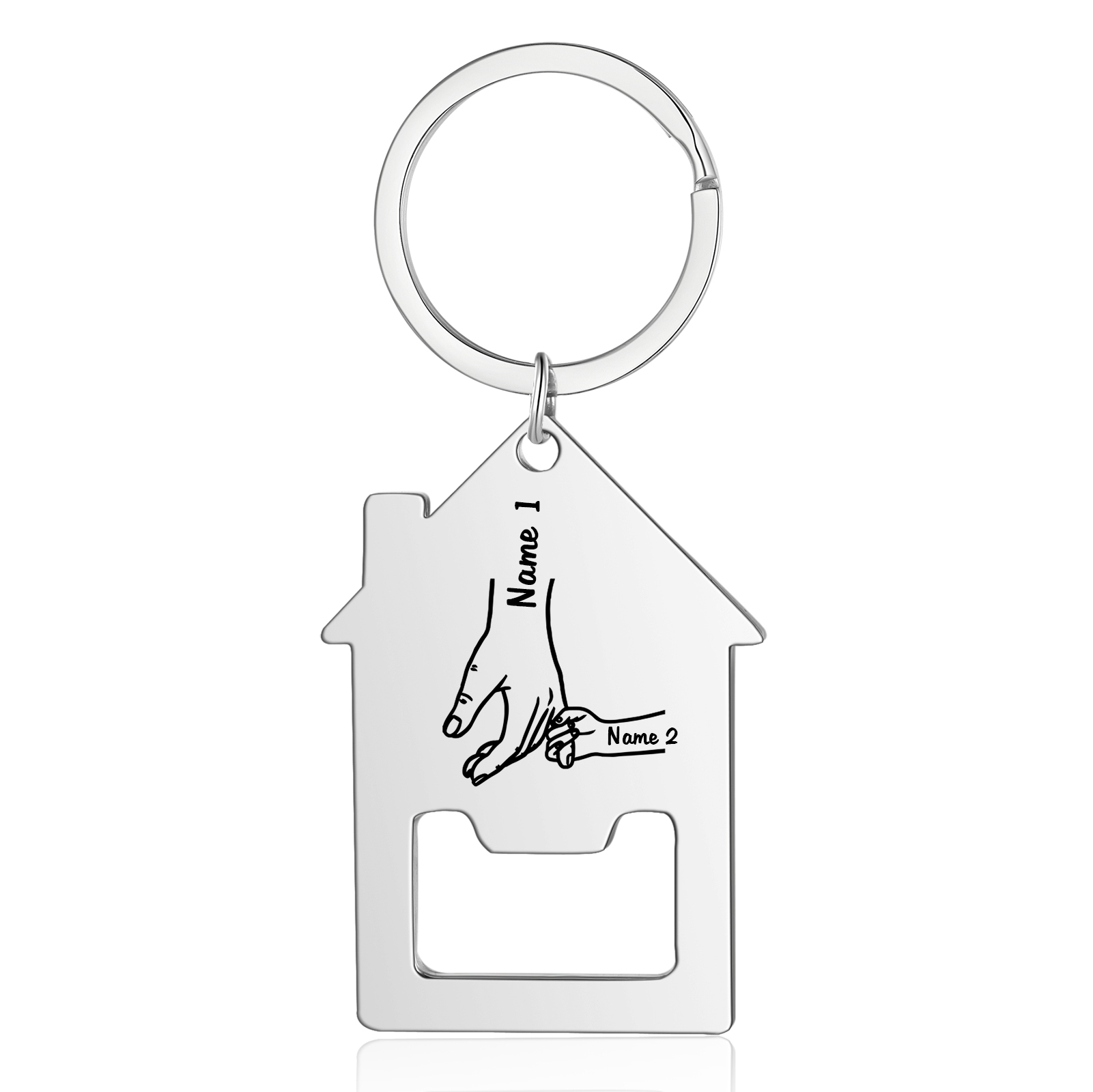Personalized Holding Hands Keychain Custom 2–5 Names Bottle Opener Hou