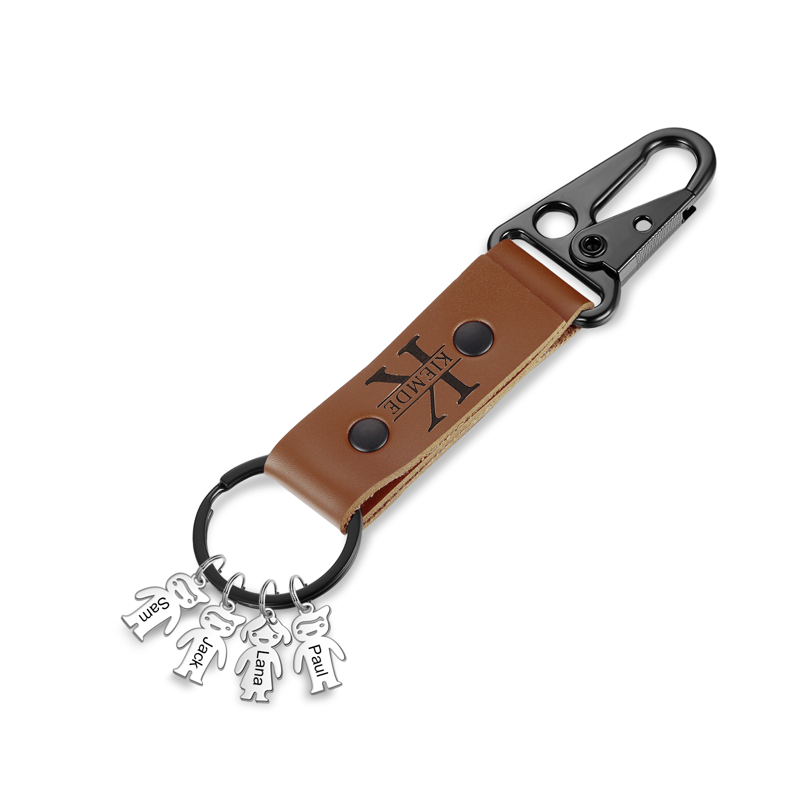 Personalised Men Leather Keychain Custom 2-7 Names & 1 Letter Keyring Gift for Dad/Grandpa | Jessmade