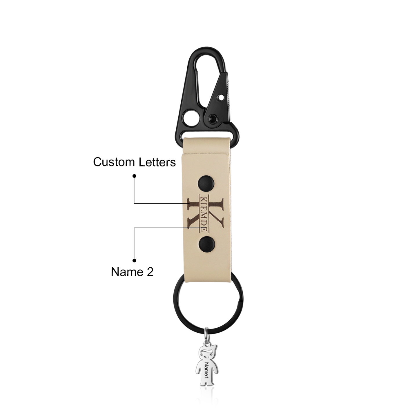 Personalised Men Leather Keychain Custom 2-7 Names & 1 Letter Keyring Gift for Dad/Grandpa | Jessmade