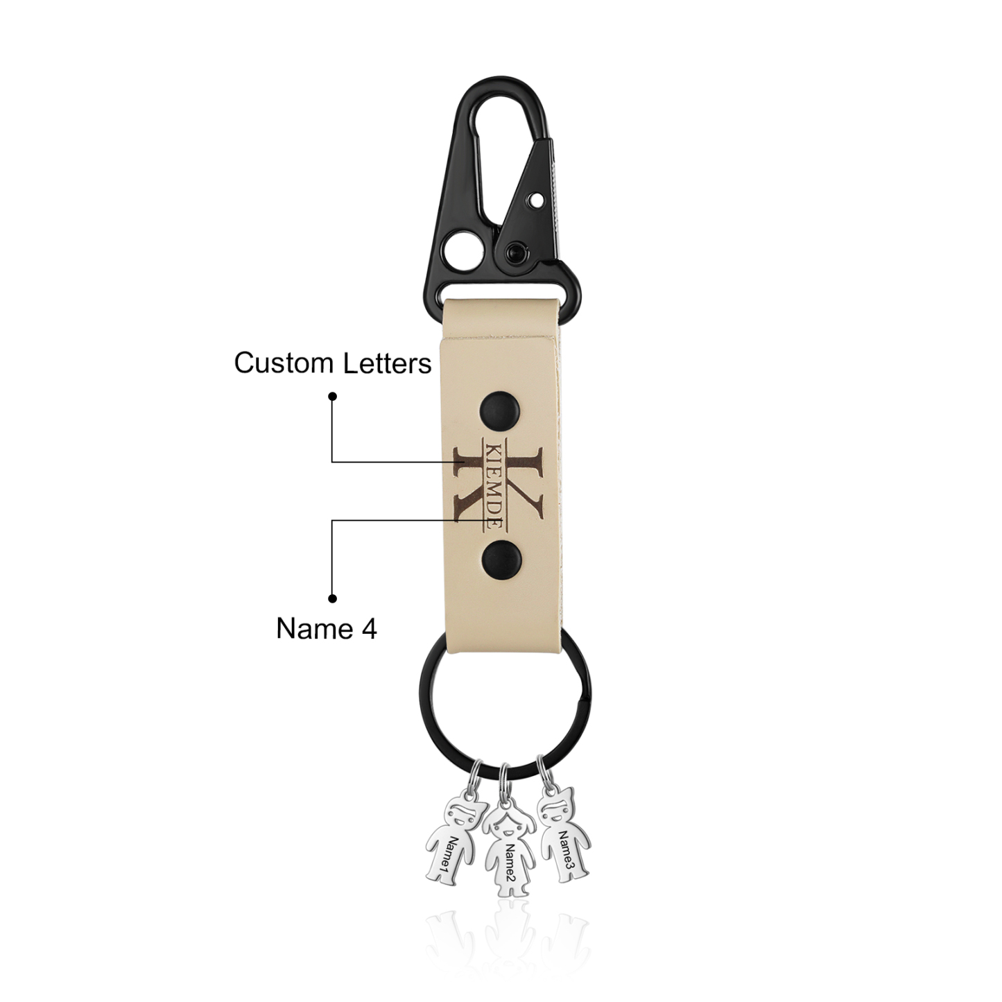 Personalised Men Leather Keychain Custom 2-7 Names & 1 Letter Keyring Gift for Dad/Grandpa | Jessmade