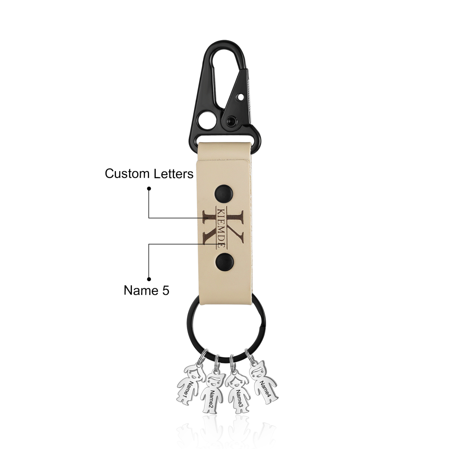 Personalised Men Leather Keychain Custom 2-7 Names & 1 Letter Keyring Gift for Dad/Grandpa | Jessmade