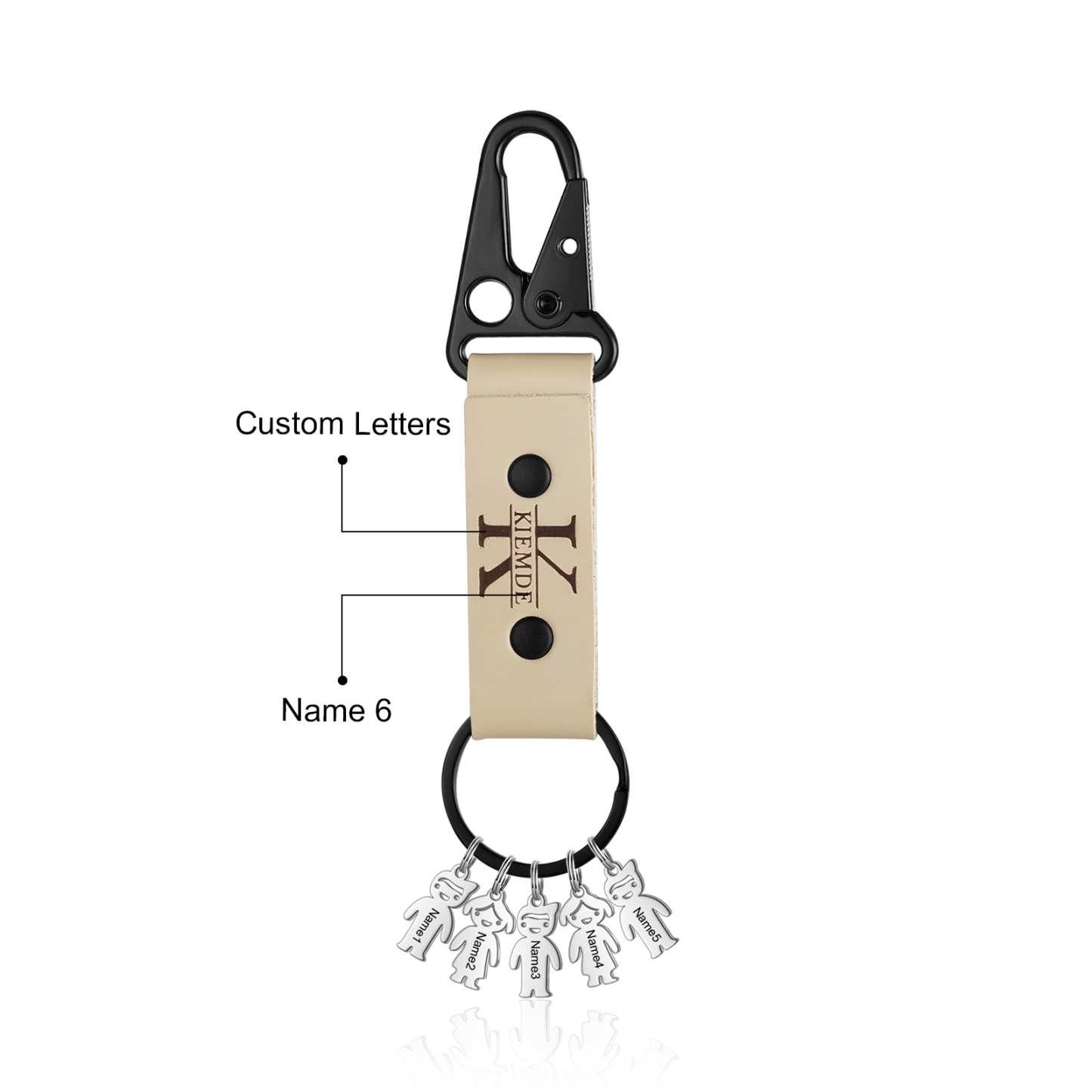 Personalised Men Leather Keychain Custom 2-7 Names & 1 Letter Keyring Gift for Dad/Grandpa | Jessmade