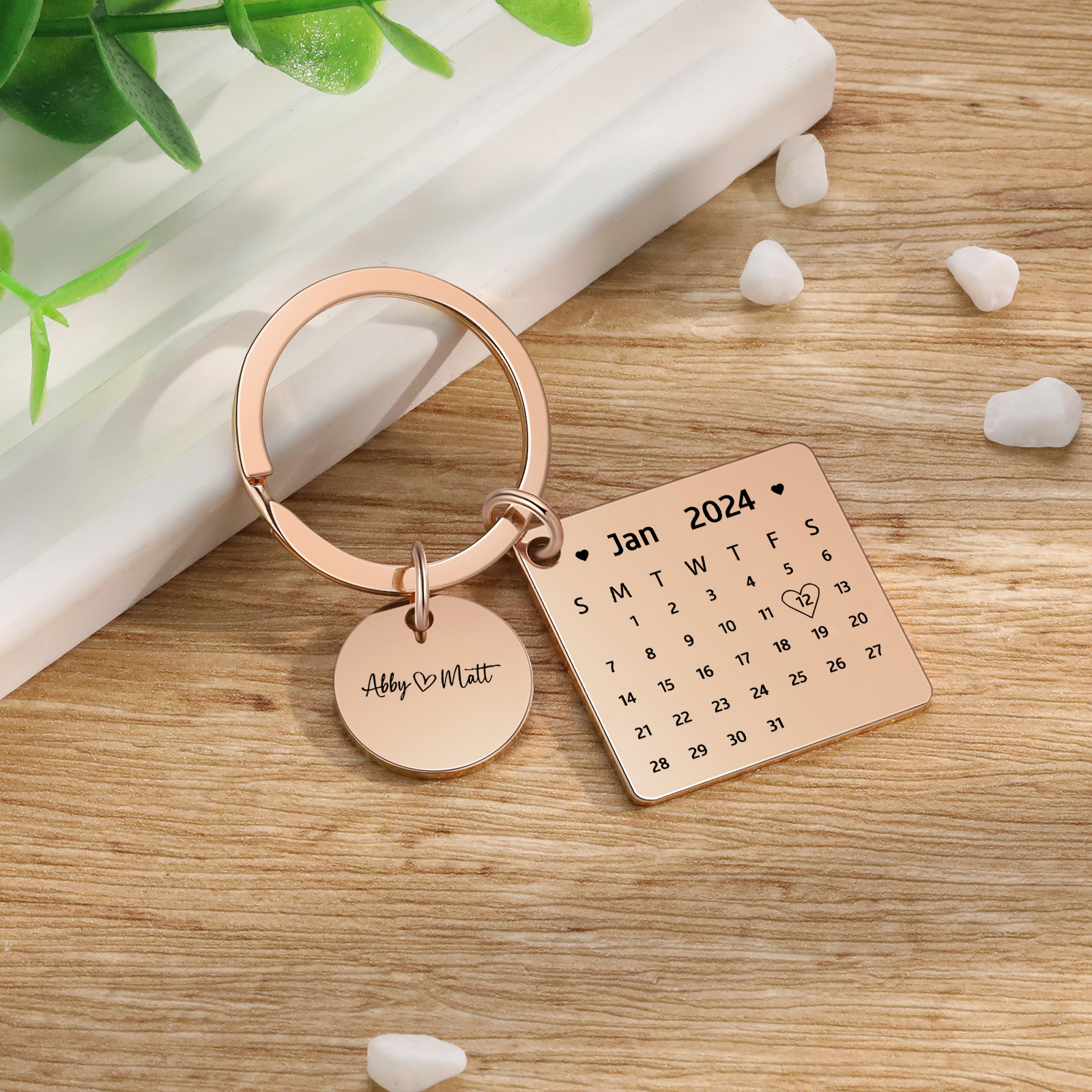 Personalised Calendar Keychain Custom Date & Text Keyring Gifts for Couple | Jessammade