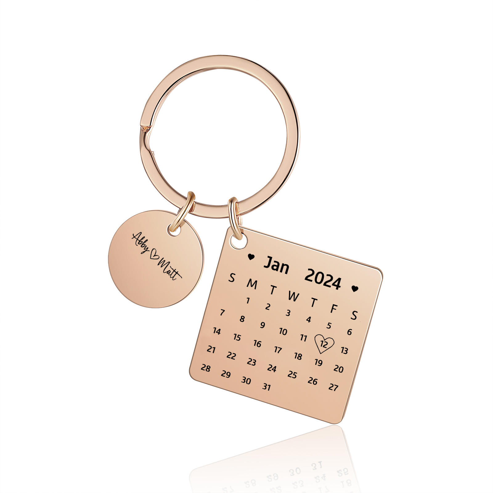 Personalised Calendar Keychain Custom Date & Text Keyring Gifts for Couple | Jessammade