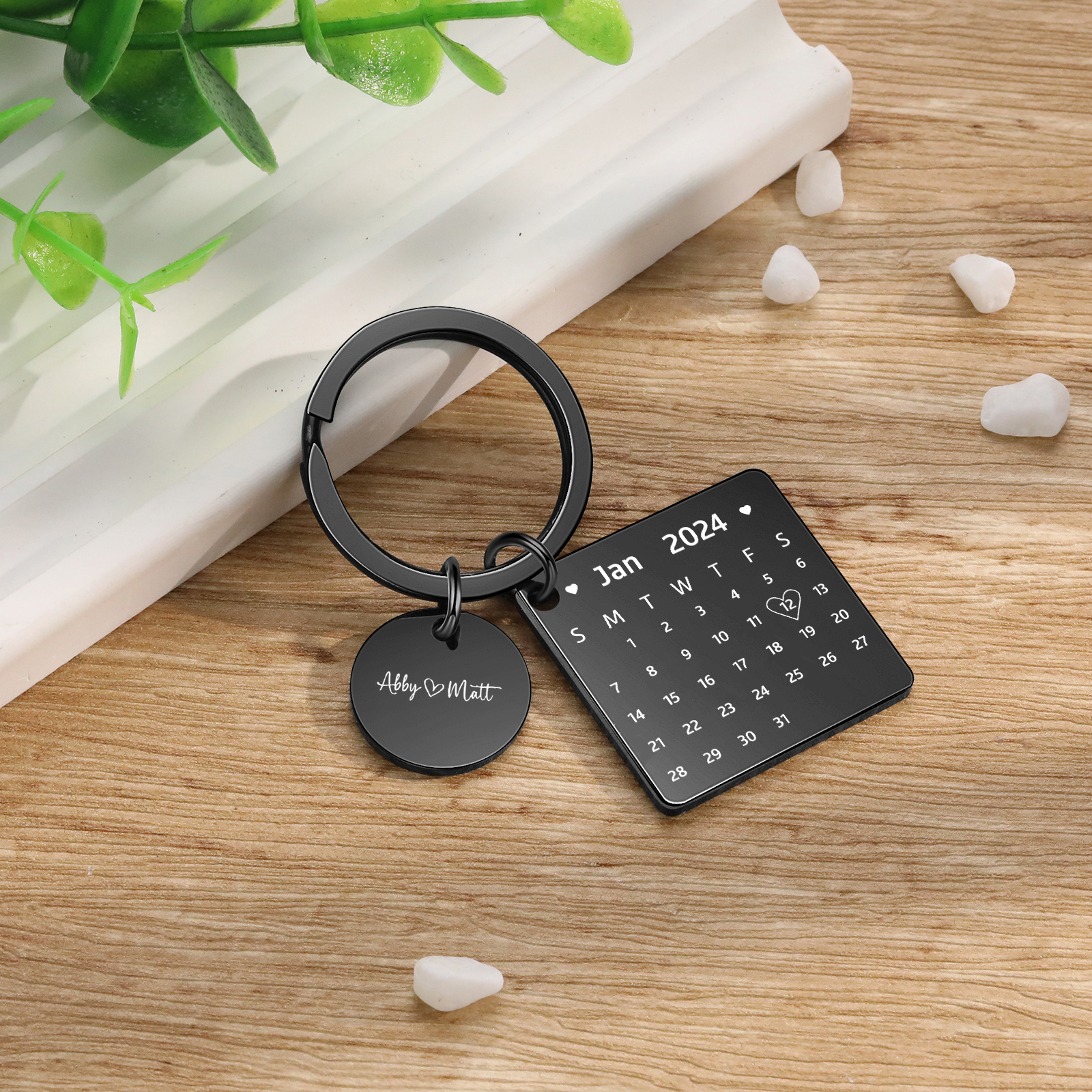 Personalised Calendar Keychain Custom Date & Text Keyring Gifts for Couple | Jessammade