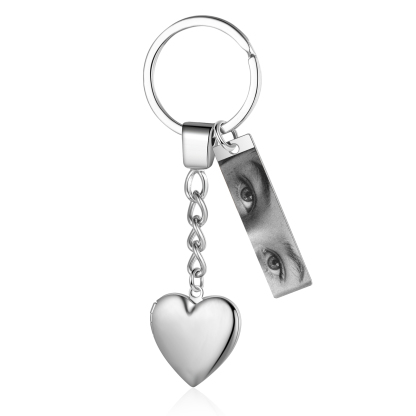 Personalized Photo Locket Keychain with Custom Eye Bar