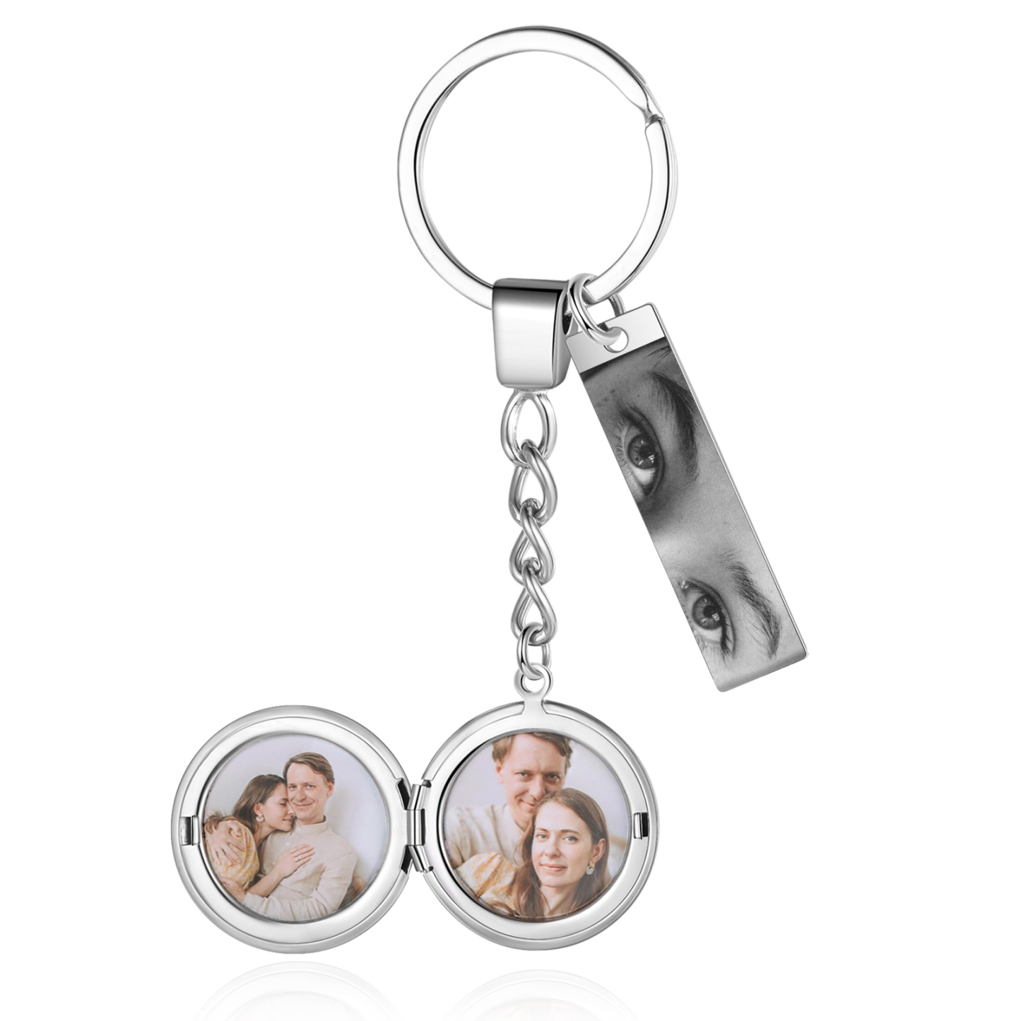 Personalized Photo Locket Keychain with Custom Eye Bar