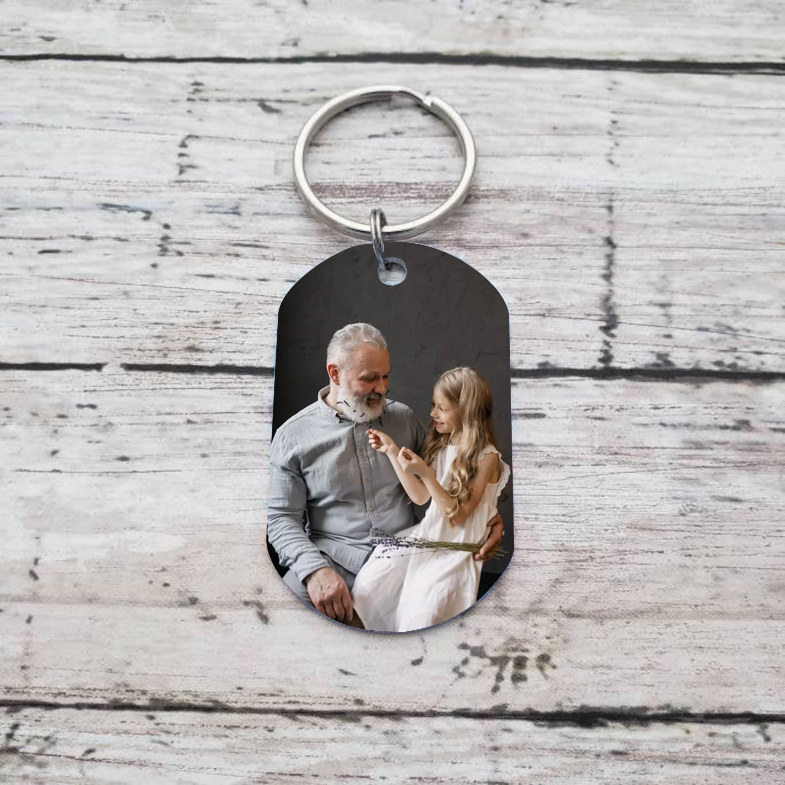Personalized Memorial Keychain Custom Photo & Text Keyring Gifts for Him/Her - I Used To Be His Angel Now He Is Mine