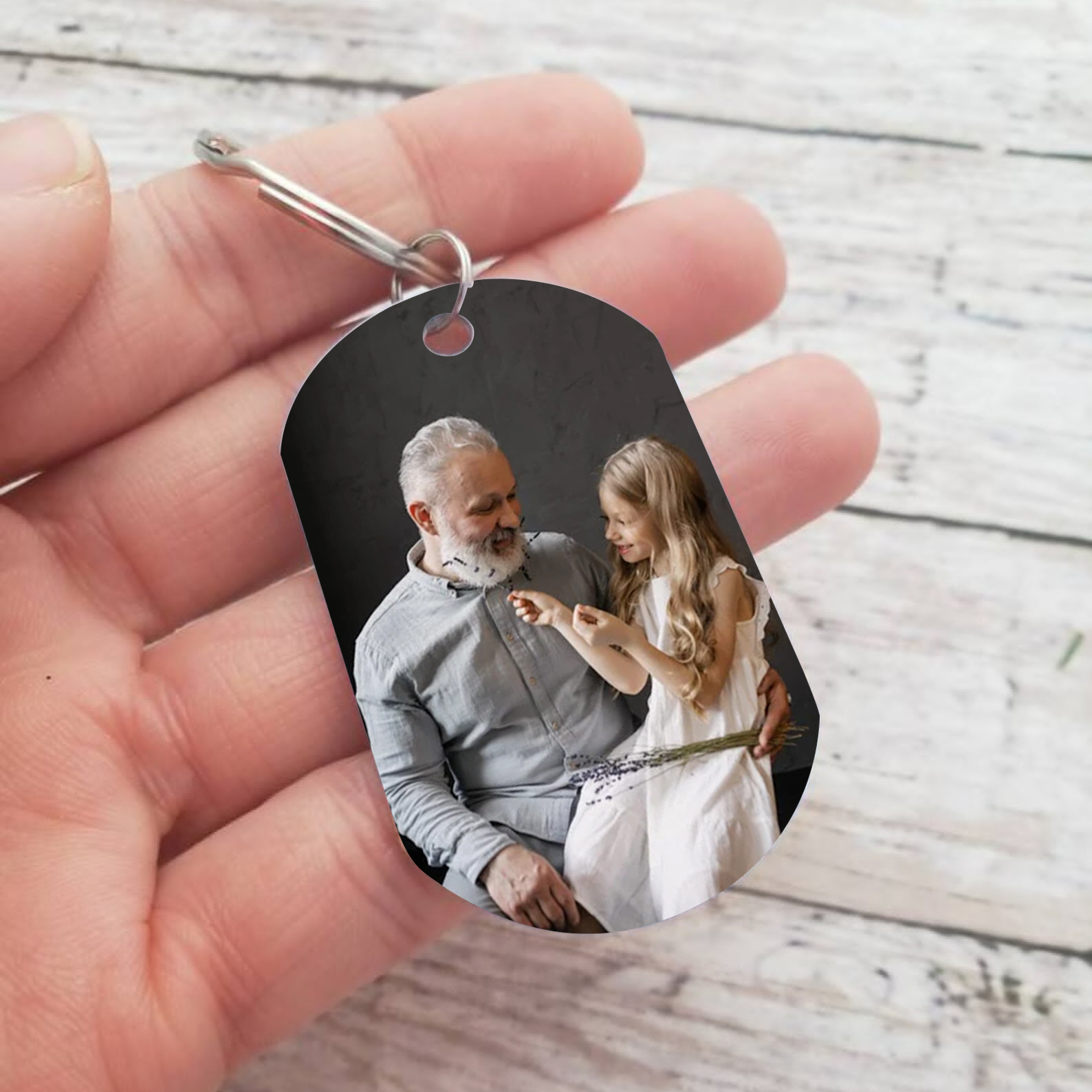 Personalized Memorial Keychain Custom Photo & Text Keyring Gifts for Him/Her - I Used To Be His Angel Now He Is Mine