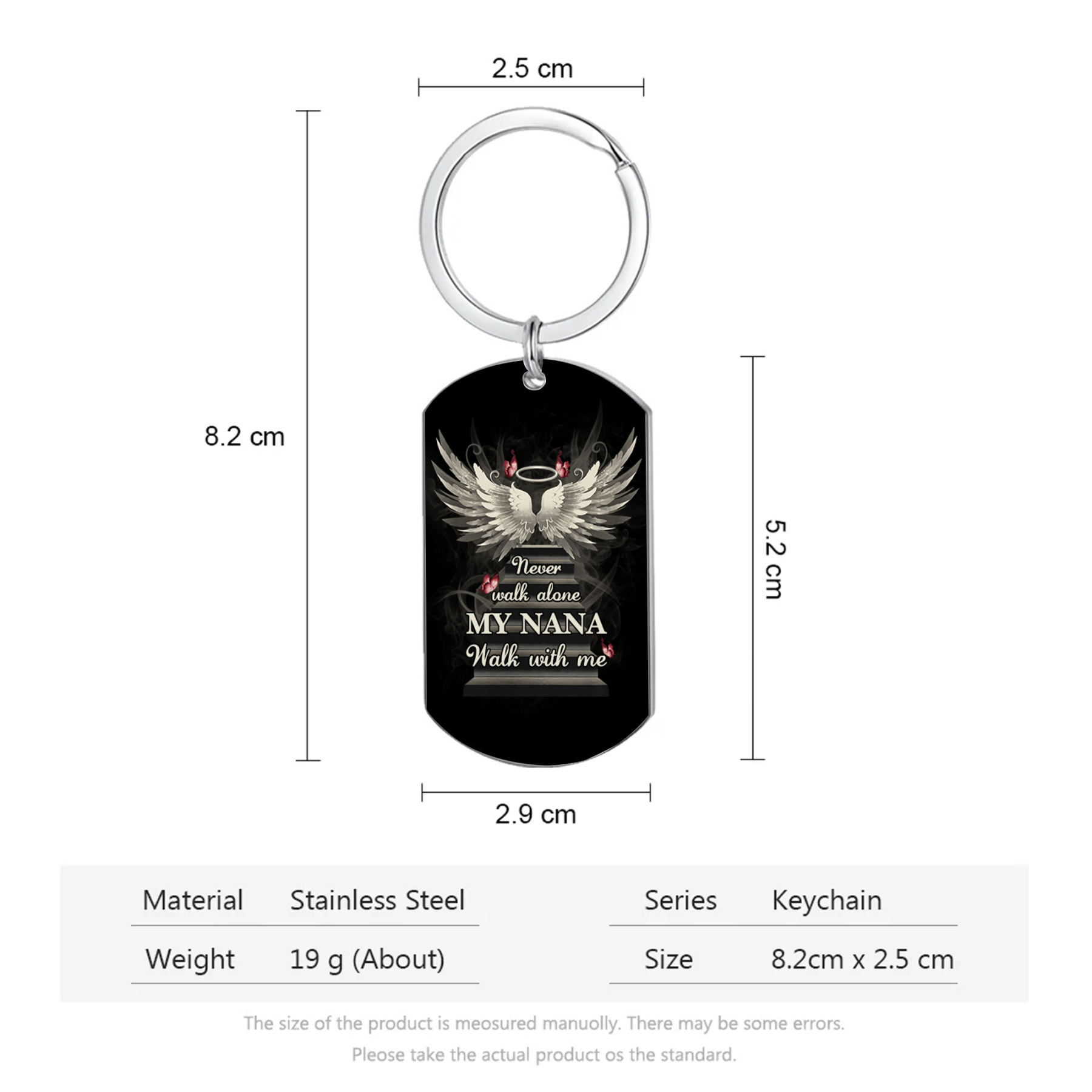 Personalized Memorial Keychain Custom Text Keyring Gifts for Him/Her - Never Walk Alone