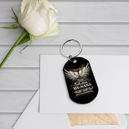 Personalized Memorial Keychain Custom Text Keyring Gifts for Him/Her - Never Walk Alone