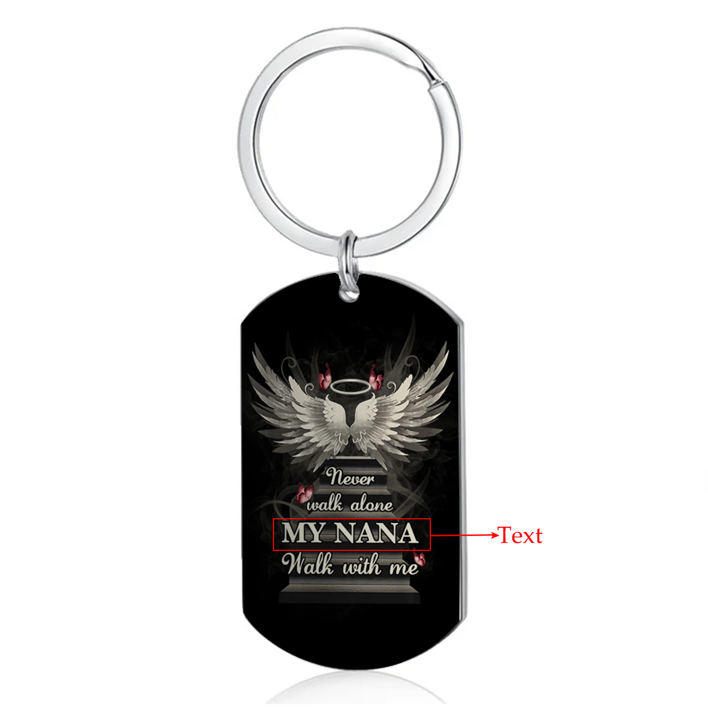 Personalized Memorial Keychain Custom Text Keyring Gifts for Him/Her - Never Walk Alone