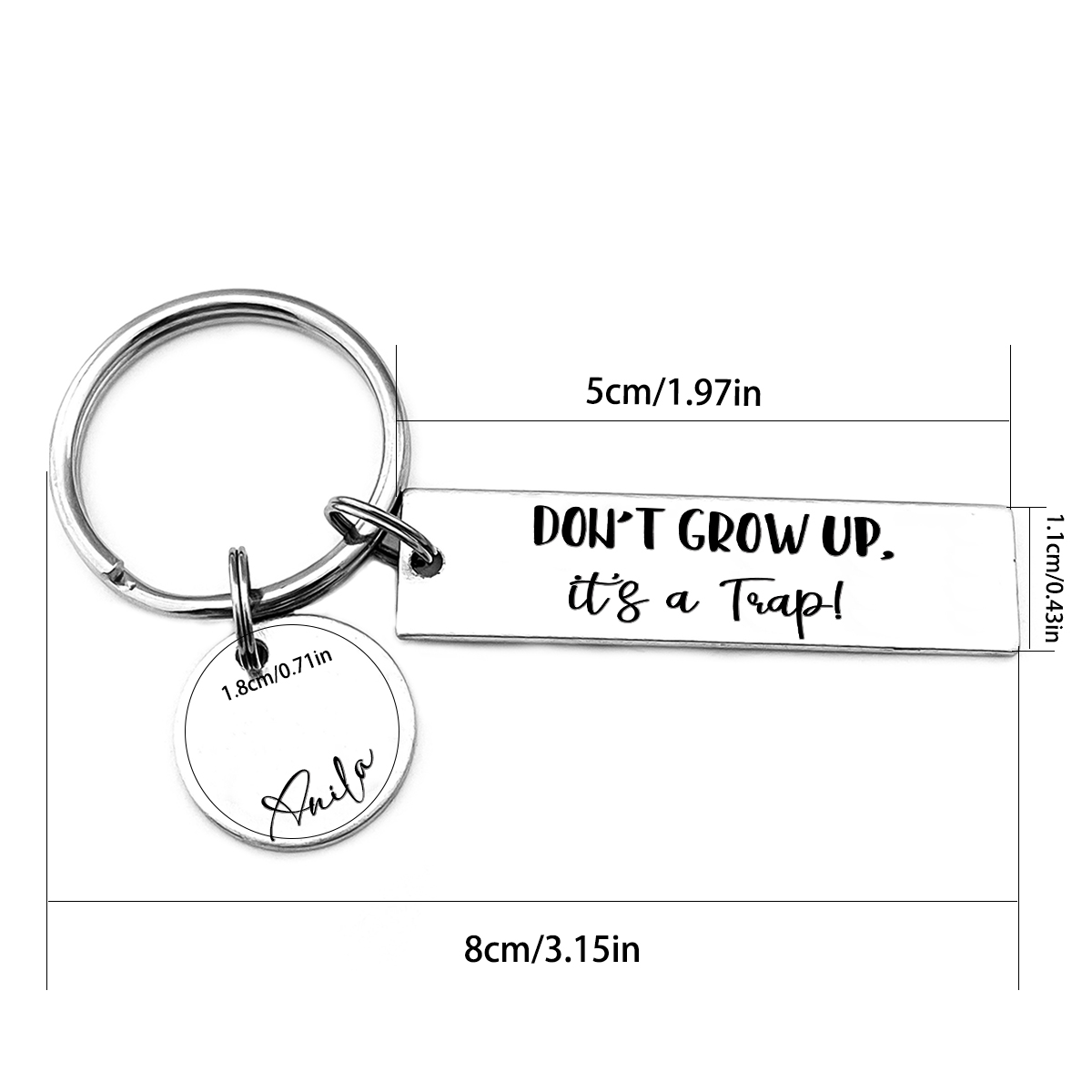 Don't Grow Up It's A Trap Personalized Name Keychain For Kid Teenager