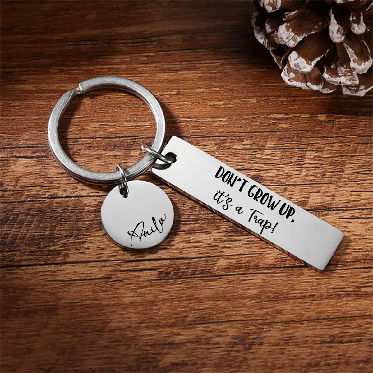 Don't Grow Up It's A Trap Personalized Name Keychain For Kid Teenager