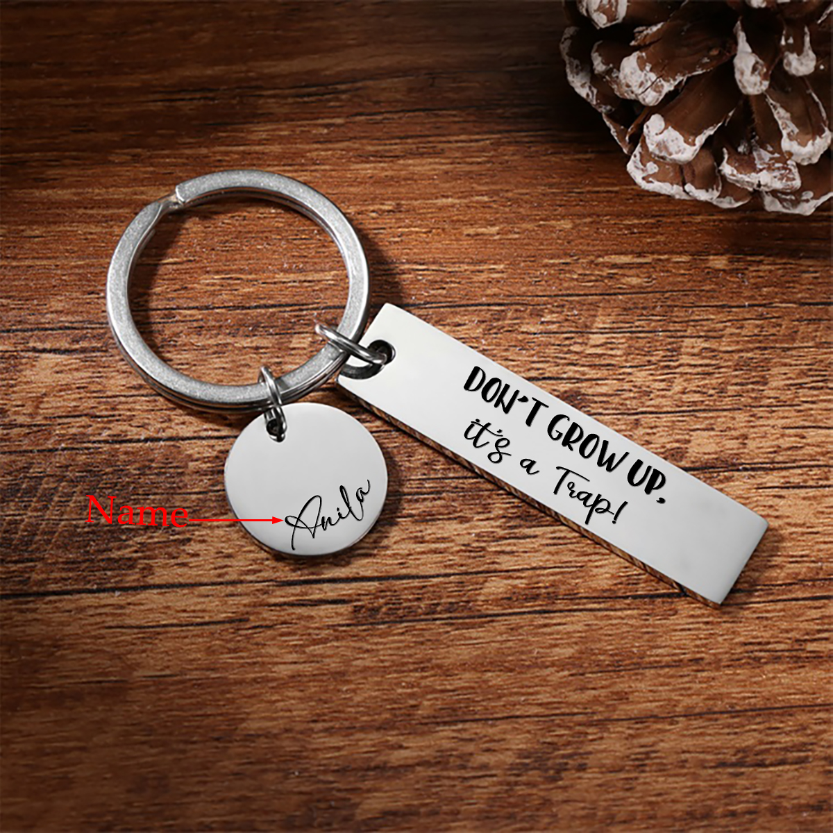 Don't Grow Up It's A Trap Personalized Name Keychain For Kid Teenager