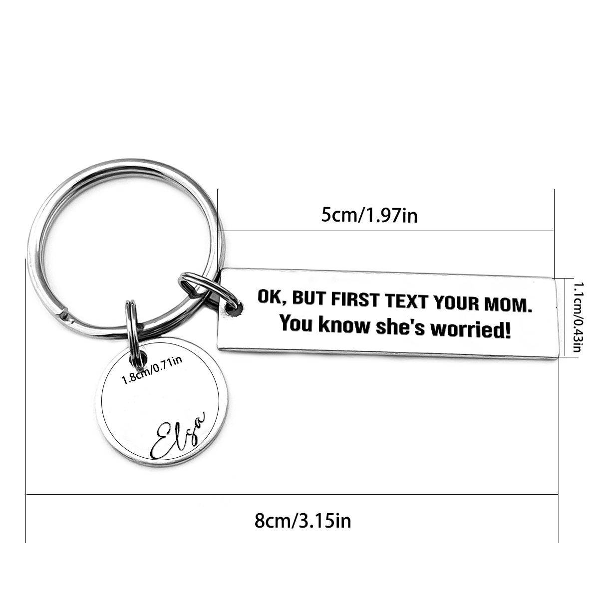 First Text Your Mom She's Worried Personalized Name Keychain New Driver Gift For Kid Teenager