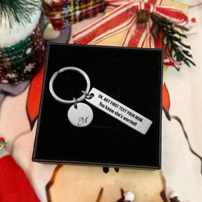 First Text Your Mom She's Worried Personalized Name Keychain New Driver Gift For Kid Teenager