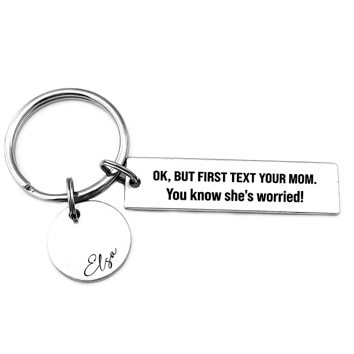 First Text Your Mom She's Worried Personalized Name Keychain New Driver Gift For Kid Teenager