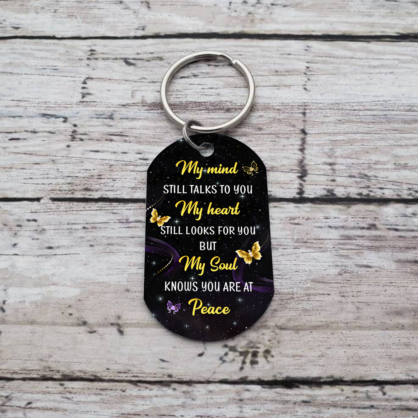 Personalized Memorial Photo Keychain Custom Name & Year Keepsake Gift My Mind Still Talks To You