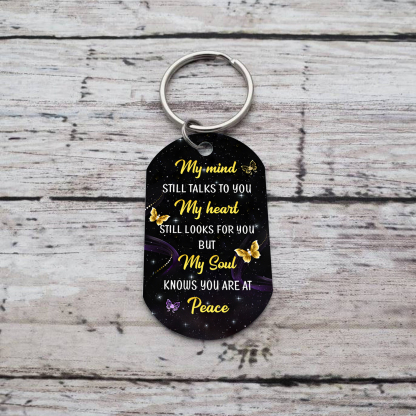 Personalized Memorial Photo Keychain Custom Name & Year Keepsake Gift My Mind Still Talks To You