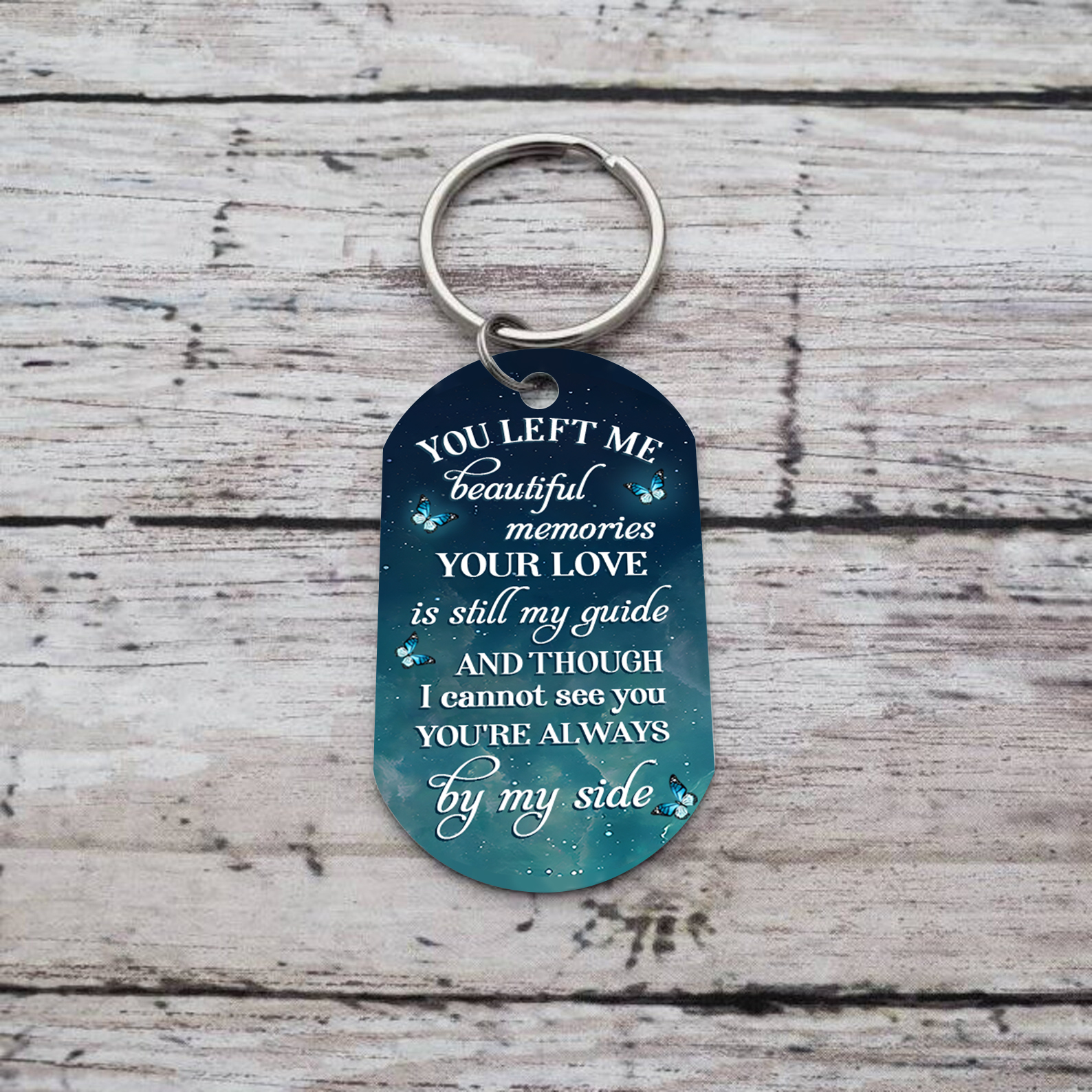 Personalized Memorial Keychain with Custom Photo and Name Wishing Bottle Memorial Keyring You're Always By My Side