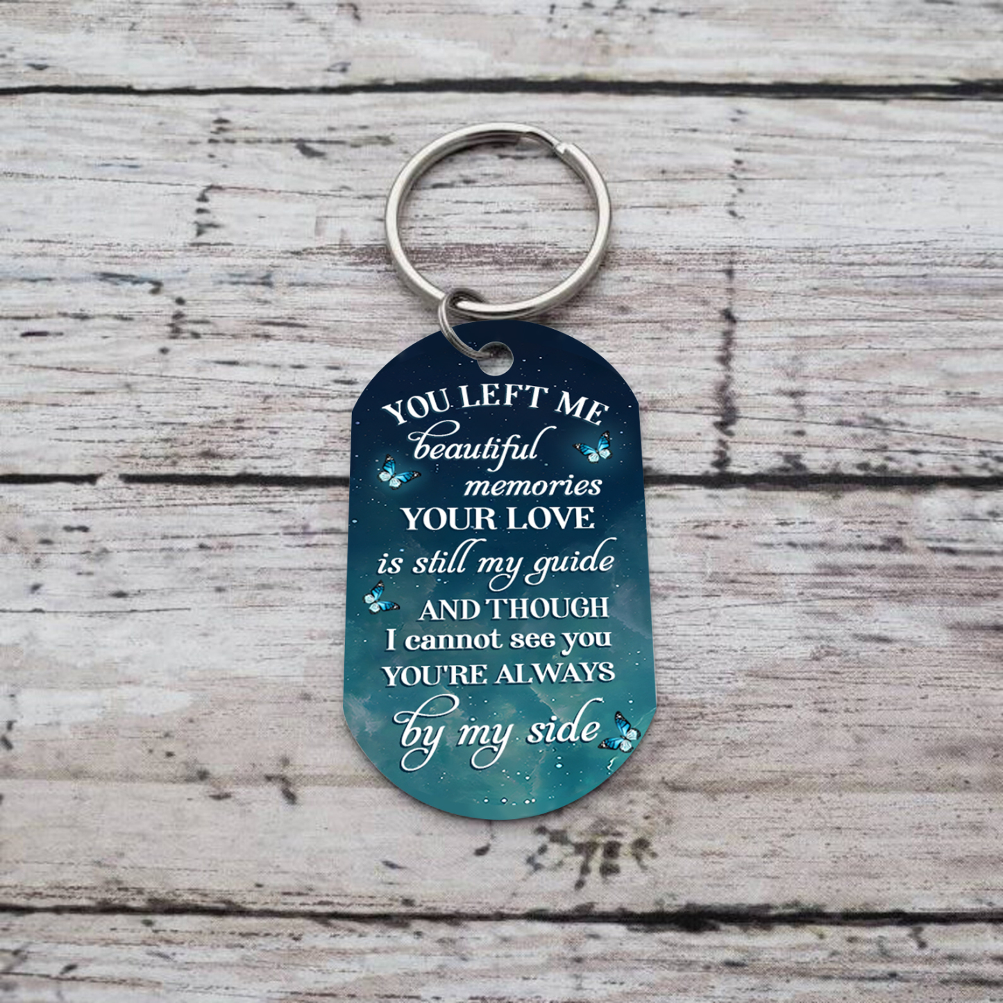 Personalized Memorial Keychain with Custom Photo and Name Wishing Bottle Memorial Keyring You're Always By My Side