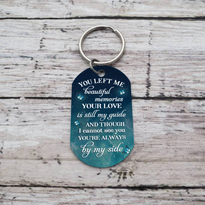 Personalized Memorial Keychain with Custom Photo and Name Wishing Bottle Memorial Keyring You're Always By My Side