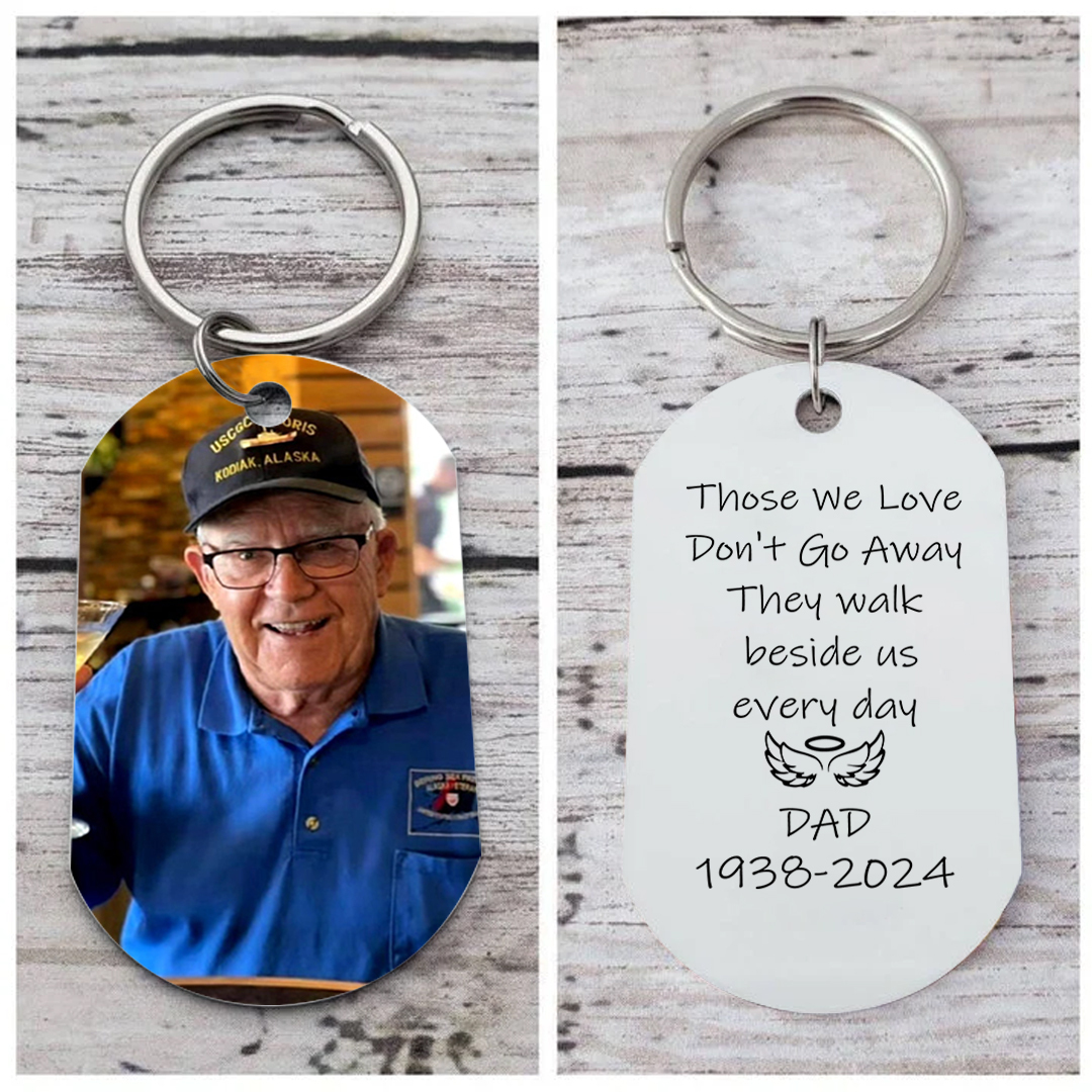 Personalized Memorial Keychain with Custom Photo Heartfelt Tribute Gift Those We Love Don't Go Away