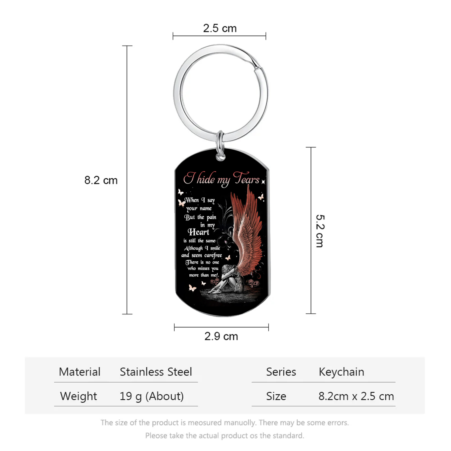 Red-Winged Weeping Angel Keychain Heartfelt Memorial for Christmas