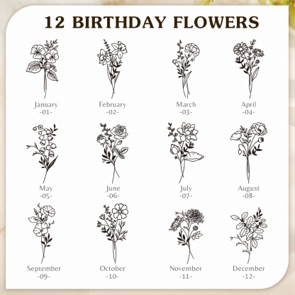 Personalized Birth Flower Keychain Custom Name Keyring Leather Birthday Gifts for Her