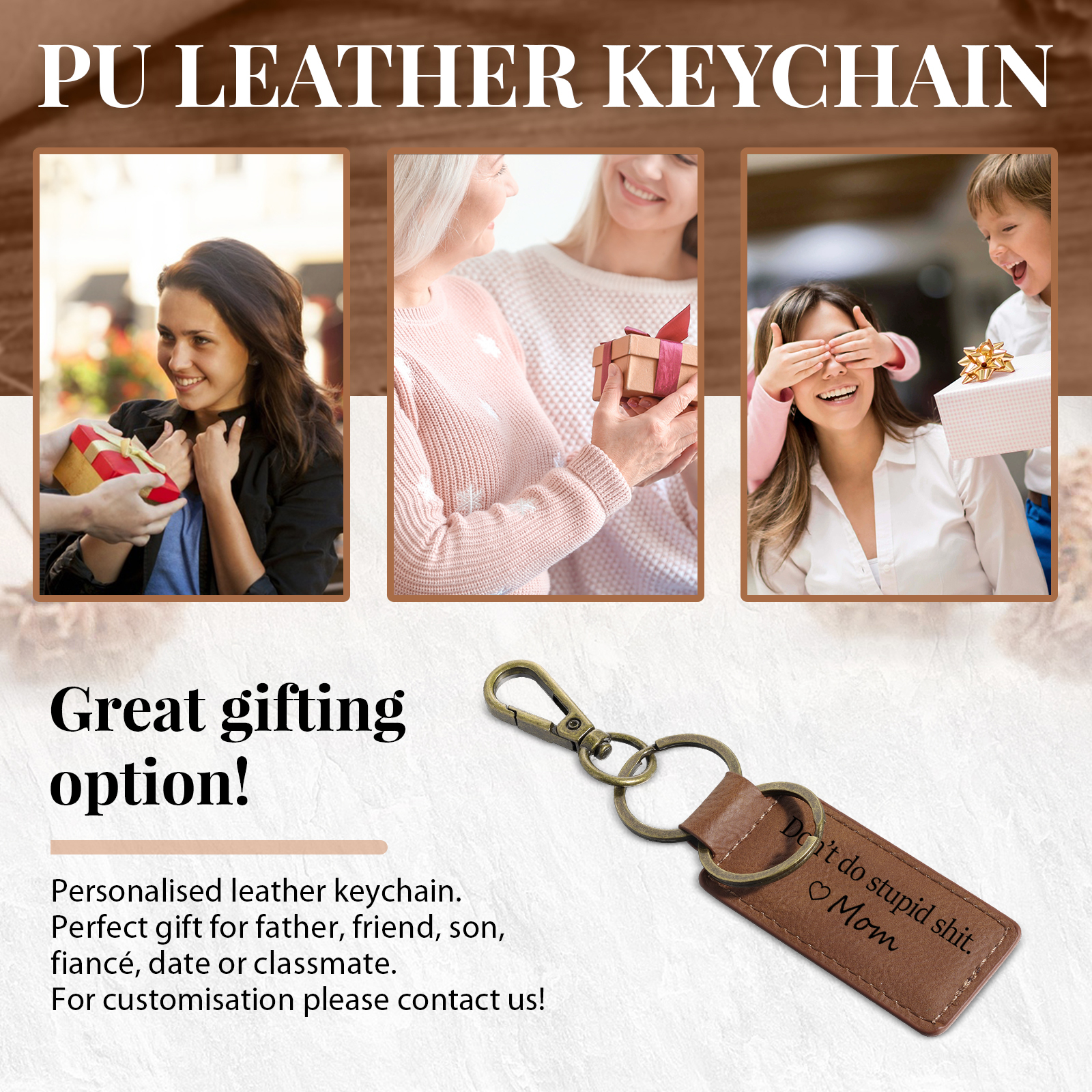 Don't Do Stupid Funny Leather Keychain Drive Safe Have Fun Keychain Teenager Gift For Son/Daughter