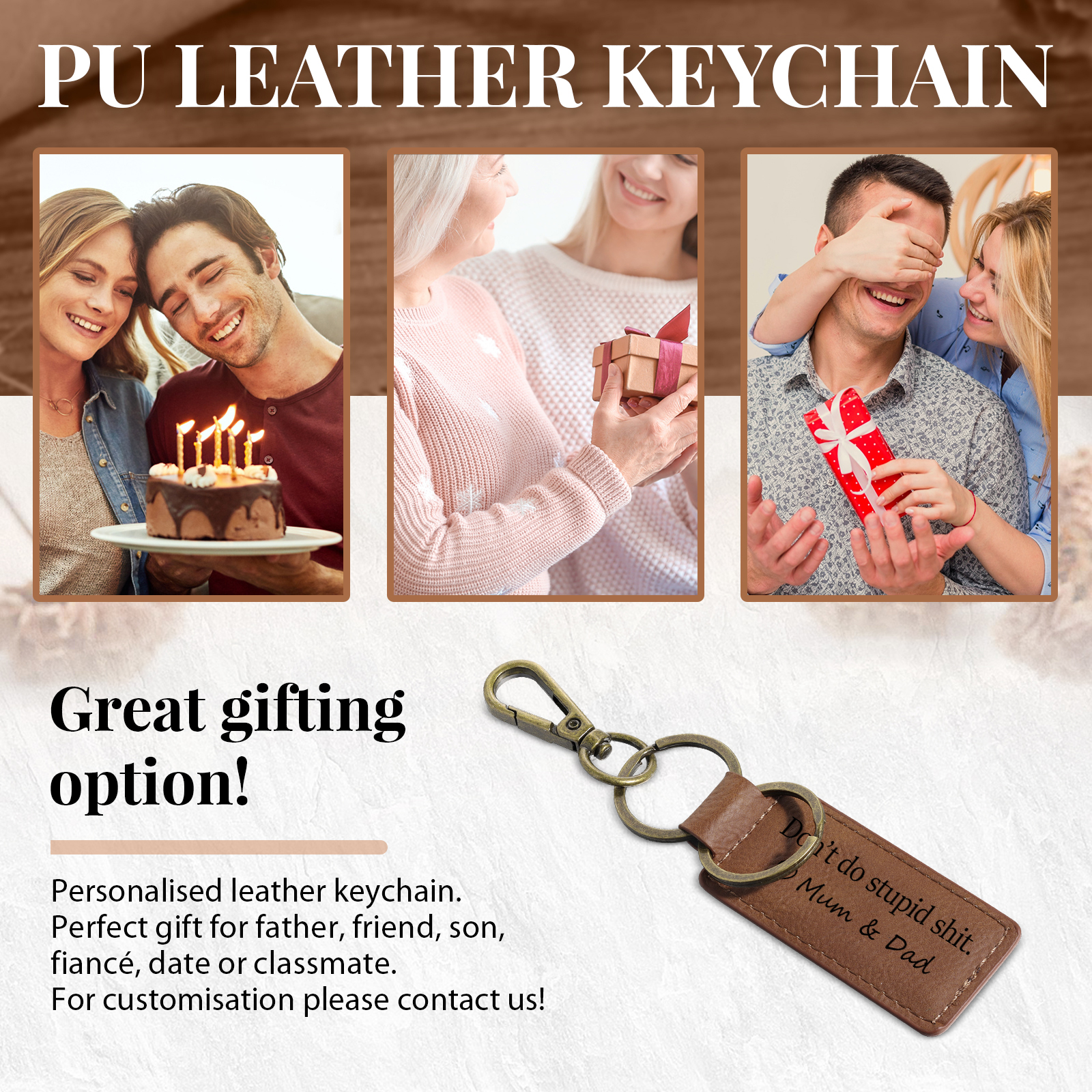 Don't Do Stupid Funny Leather Keychain Drive Safe Have Fun Keychain Teenager Gift For Son/Daughter