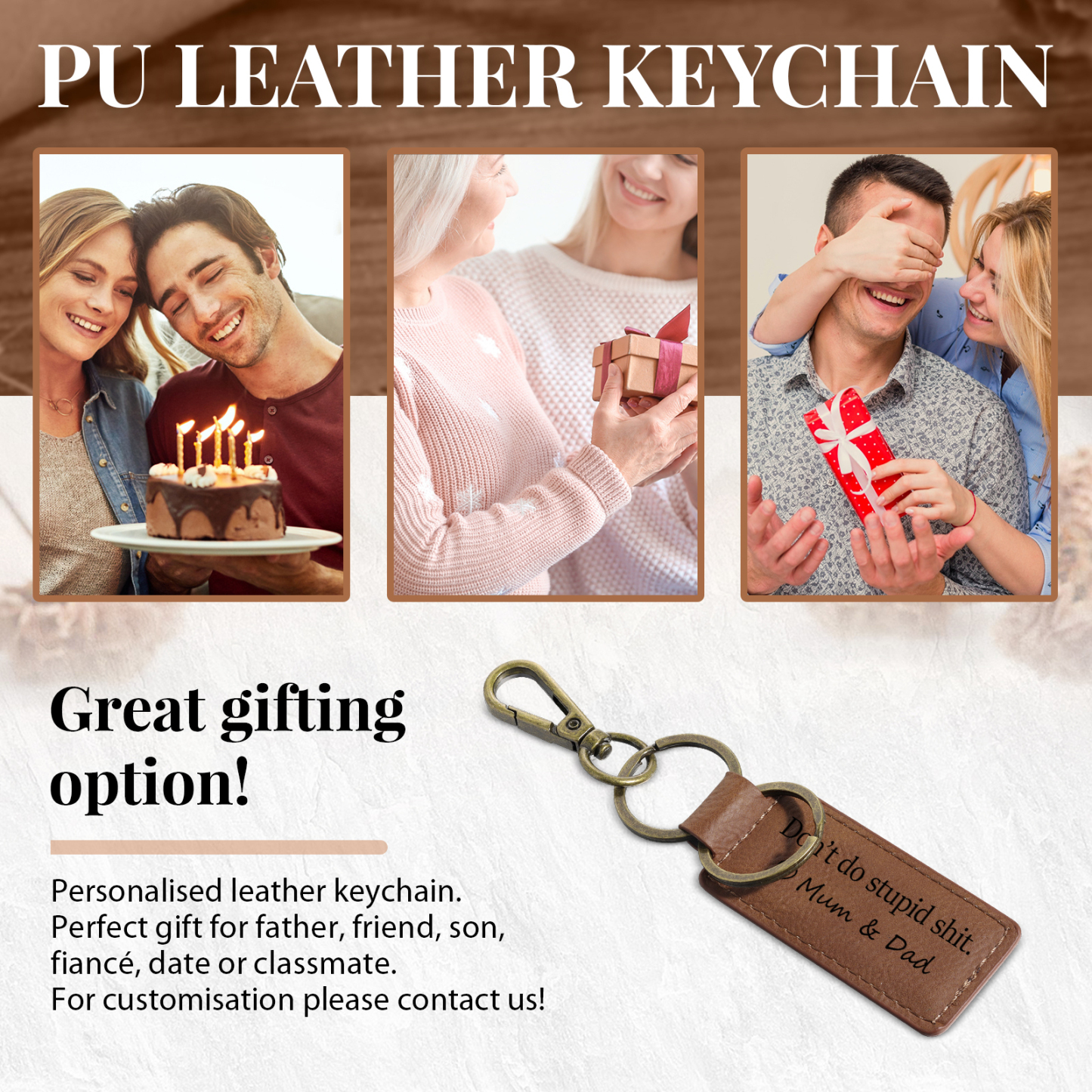 Don't Do Stupid Funny Leather Keychain Drive Safe Have Fun Keychain Teenager Gift For Son/Daughter