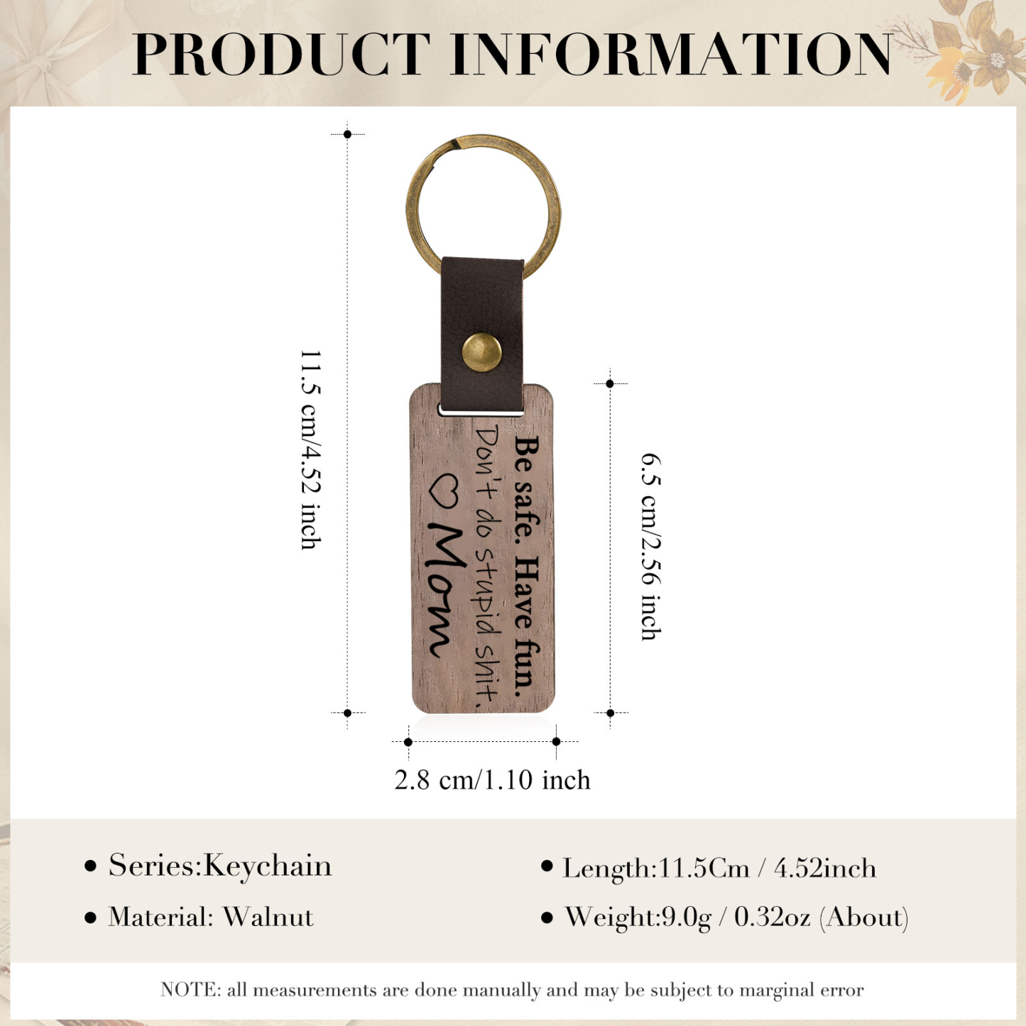 Don't Do Stupid Funny Wooden Keychain Drive Safe Have Fun Keychain Teenager Gift Set For Son/Daughter