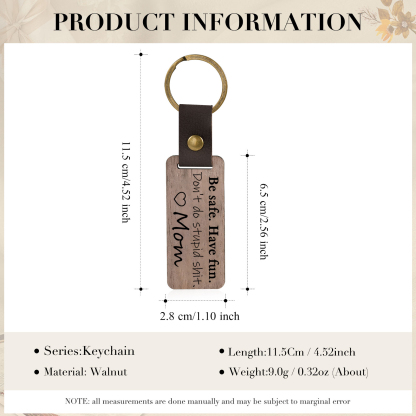 Don't Do Stupid Funny Wooden Keychain Drive Safe Have Fun Keychain Teenager Gift Set For Son/Daughter